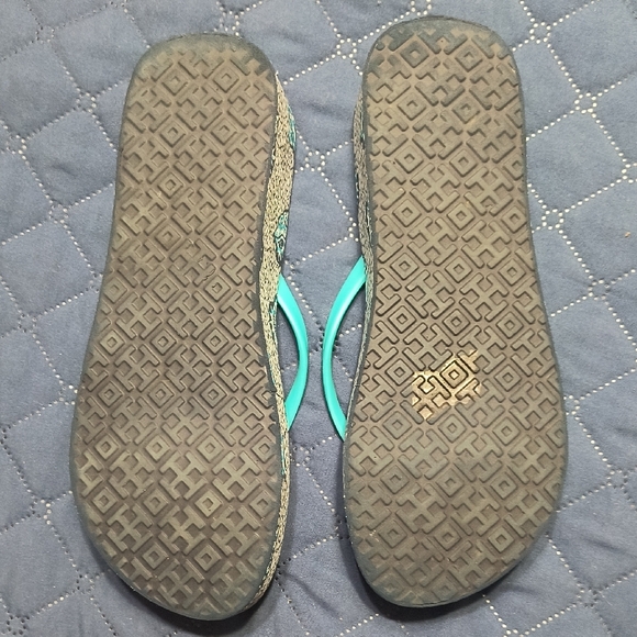 Tory Burch Teal Flip Flops - Picture 2 of 5